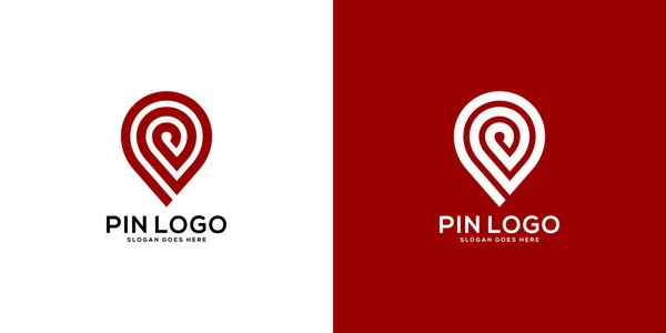 Pin Plats Linje Logotyp Vektor Design — Stock vektor