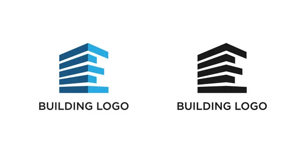 Logo Bâtiment Design Ligne Vectorielle Mono — Image vectorielle
