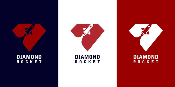 Diamant Raket Logo Ontwerp Vector — Stockvector