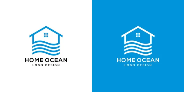 Home Ocean Logo Vector Design — Vettoriale Stock