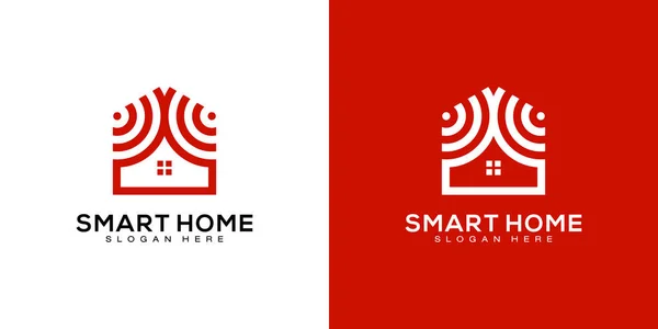 Logotipo Tecnologia Inteligente Casa Com Linha Arte Estilo Logotipo Cartão — Vetor de Stock