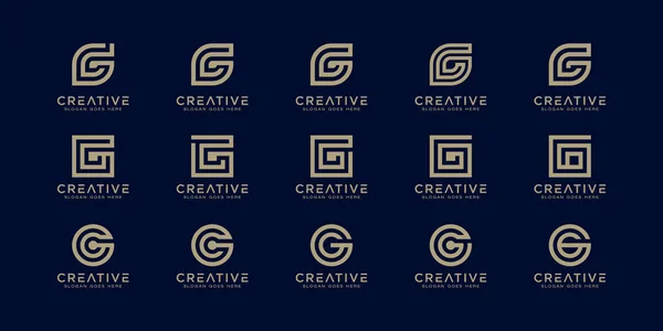 Zestaw Wstępnych Litera Abstrakcyjny Wektor Szablon Logo Design Kreatywna Ikona — Wektor stockowy