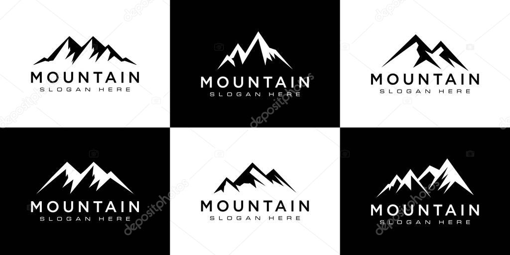 set of mountain logo vector template