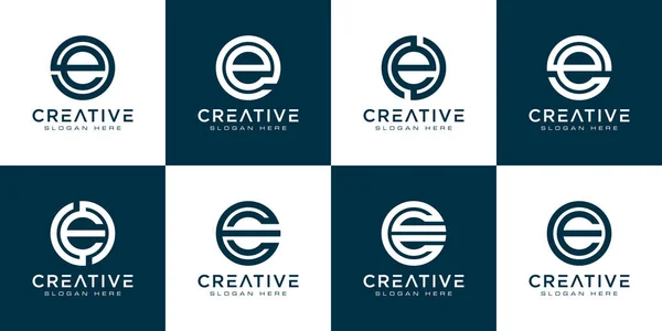 Σύνολο Αρχικού Προτύπου Σχεδιασμού Λογότυπου Εικονίδια Για Τις Επιχειρήσεις Της — Διανυσματικό Αρχείο