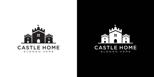 Castelo Design Vetor Logotipo Home — Vetor de Stock