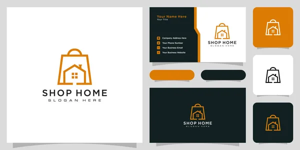 Home Shop Logo Vector Diseño Tarjeta Visita — Vector de stock