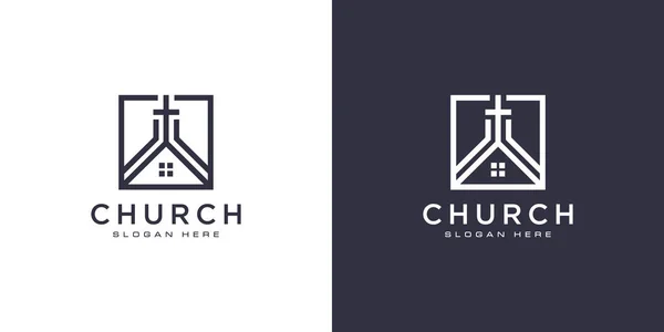 Kilise Hıristiyan Logosu Tasarım Vektörü — Stok Vektör
