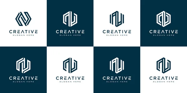Set Initial Letter Abstract Logo Vector Template — Stock Vector