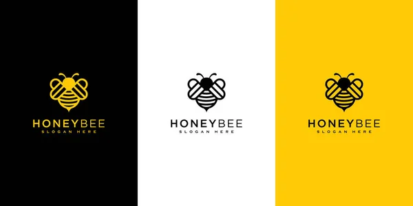 Miel Abeja Animales Logotipo Vector Diseño — Archivo Imágenes Vectoriales