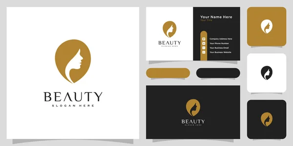Beauty Woman Hairstyle Logo Design Business Card Nature People Salon — Stock Vector