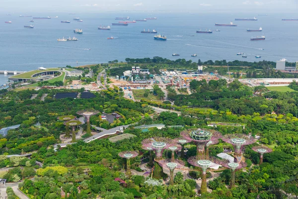 Vista Aérea Paisagem Urbana Singapura Atração Turística Famosa Área Marina — Fotografia de Stock