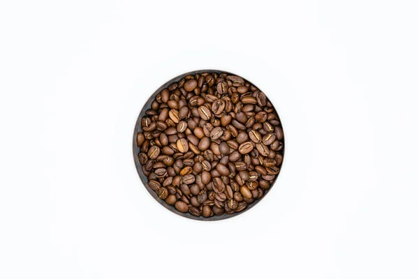 Mischung Aus Verschiedenen Arten Gerösteter Kaffeebohnen Weißem Behälter Auf Weißem — Stockfoto