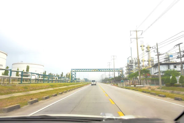 Rayong Cidadetailândia Fevereiro 2020 Pessoa Não Identificada Dirigindo Rua Centro — Fotografia de Stock