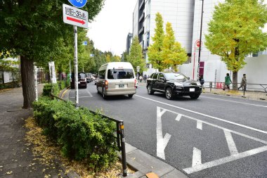 Tokyo, Japonya 21 Kasım 2018 Tokyo 'daki tanımlanamayan Japon binaları ve binaları.