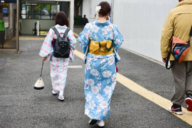 Tokyo, Japonya 21 Kasım 2018 Tokyo 'daki tanımlanamayan Japon binaları ve binaları.