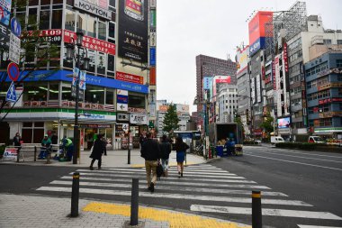 Tokyo, Japonya 21 Kasım 2018 Tokyo 'daki tanımlanamayan Japon binaları ve binaları.