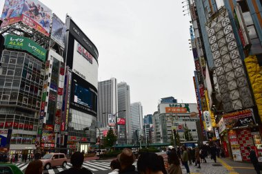Tokyo, Japonya 21 Kasım 2018 Tokyo 'daki tanımlanamayan Japon binaları ve binaları.