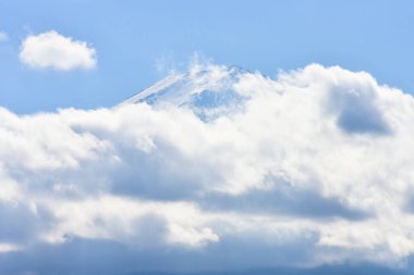 Yakisaki parkındaki Kawaguchiko gölünde sonbahar yaprakları. Fujisan dağı..