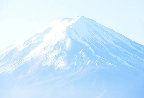 Primeiro Nascer Sol Monte Fuji Azul Coberto Com Neve Branca — Fotografia de Stock