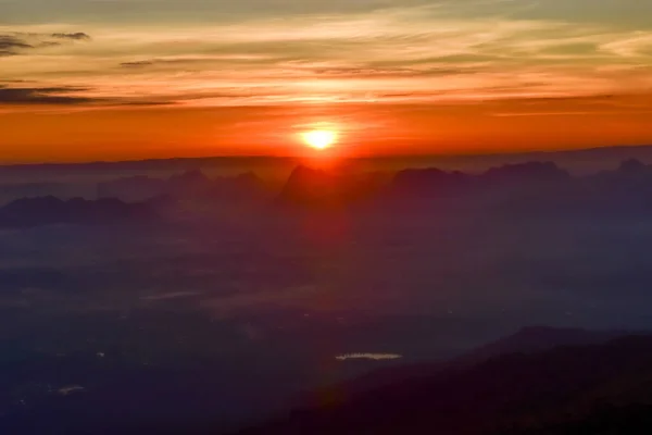 Provincia Silhouette Loei Tailandia Parque Nacional Phu Kradueng Uno Los —  Fotos de Stock