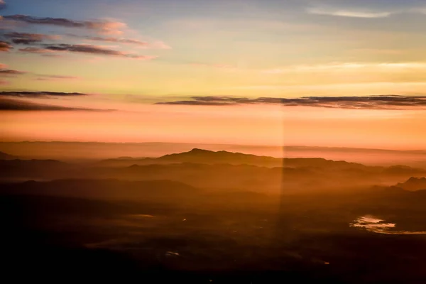 Silhouette Loei Provinz Thailand Phu Kradueng Nationalpark Ist Eine Der — Stockfoto