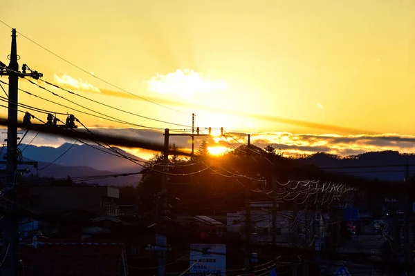 Yamanashi Japón Noviembre 2018 Por Mañana Clima Frío Pueblo Rural —  Fotos de Stock