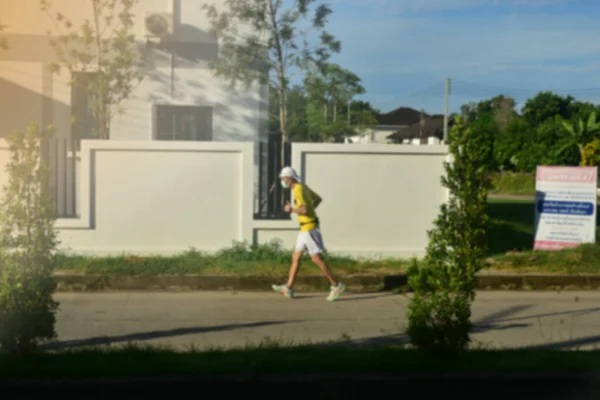 Rayong Thailandia Luglio 2021 Sfocatura Unidentified Man Running Walking Excercise — Foto Stock