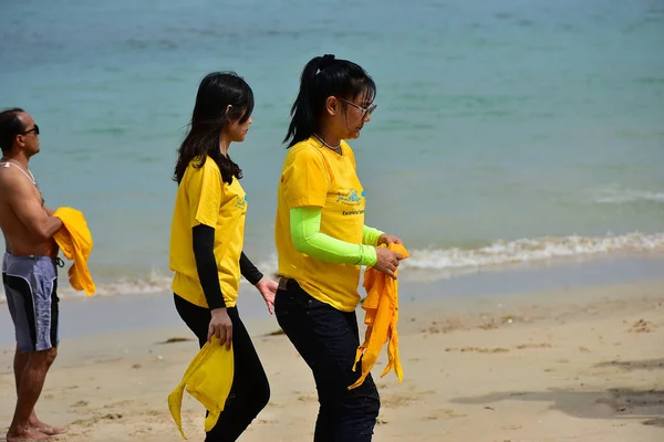 Chon Buri Thailand 2019年8月1日模糊日本公司带员工参加海滩团队建设卓越团队工作2019 — 图库照片