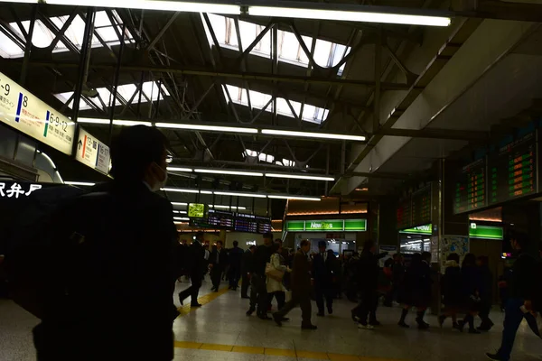 Tokio Japón Noviembre 2018 Personas Identificadas Estaciones Tren Tokio Desenfoque —  Fotos de Stock