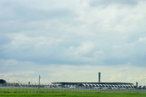 Ladkrabang Tailândia Agosto 2019 Blur Avião Passageiros Está Voando Céu — Fotografia de Stock