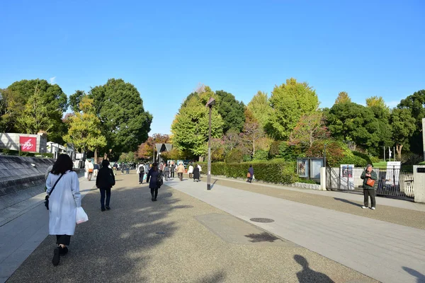 山梨日本2018年11月23日確認されていない人々は富士山と街の景色に赤い線 青い線 緑の線のバスステーションを待ちます 富士山の日本の有名なランドマーク旅行 — ストック写真