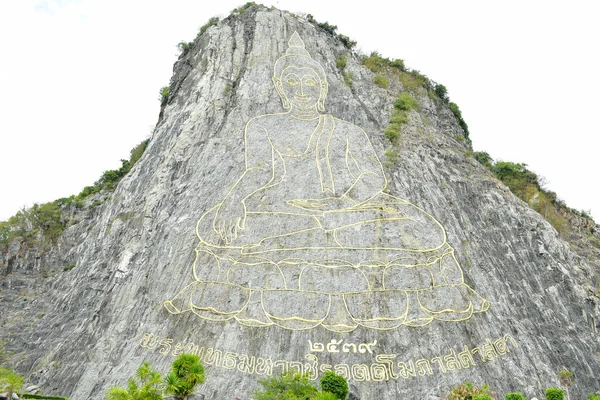 Pattaya Thaïlande Août 2019 Bouddha Sculpté Sur Montagne — Photo