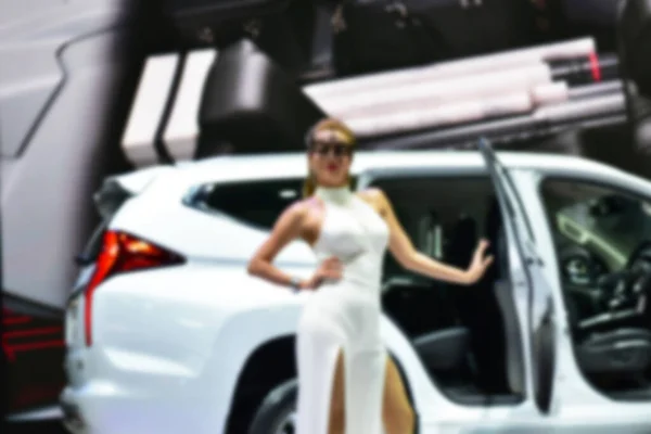 Bangkok Tailandia Agosto 2019 Desenfoque Identificado Pretty Presenta Coche Venta — Foto de Stock