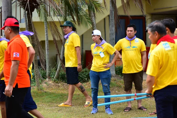 Chonburi Tailândia Agosto 2019 Empresa Japonesa Leva Funcionários Atividade Praia — Fotografia de Stock