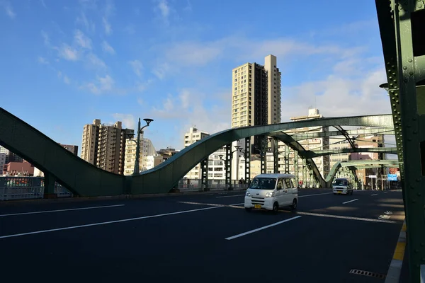 Tóquio Japão Novembro 2018 Sol Brilha Ponte Rio Sumida Tóquio — Fotografia de Stock