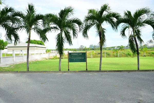 2019 Rayong Thailand 2019 Petanque Field Old Wood Score Board — 스톡 사진