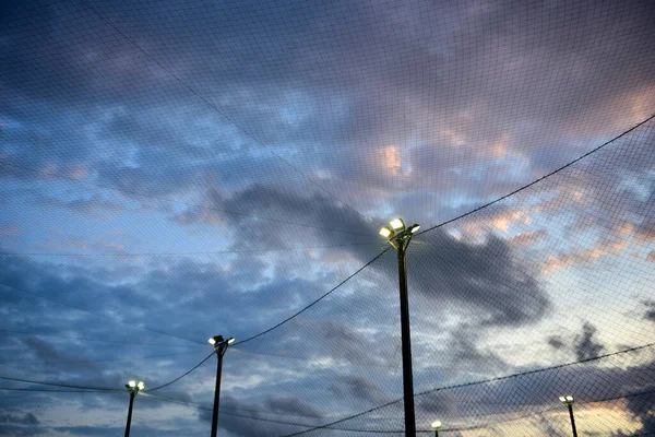 Black Sky Football Field Net Background — Stock Photo, Image