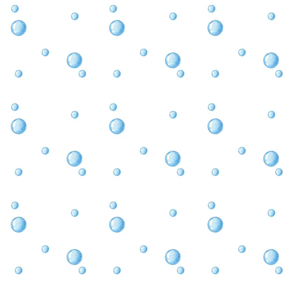 Watercolor seamless pattern. Underwater bubbles on white background