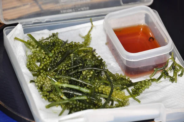 Okinawan Sea Grapes (Seaweed Caviar) with soy sause