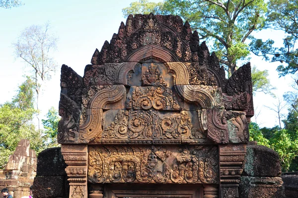 Lintel Close Up, Bantay Srei Hindu Temple au Cambodge . — Photo