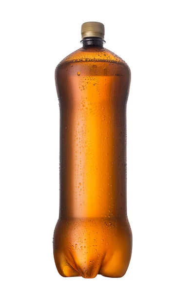 Kunststoff-Bierflasche mit Tropfen — Stockfoto