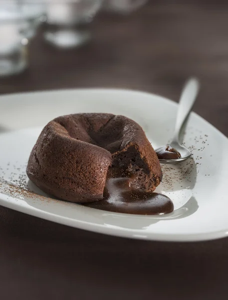 Bolo de lava de chocolate fondant — Fotografia de Stock