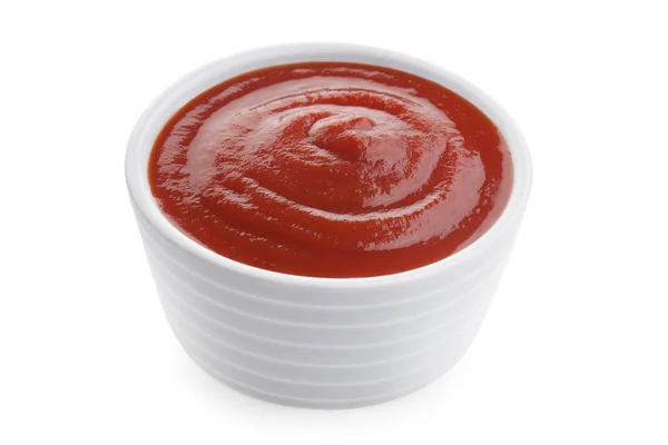 Salsa de tomate Ketchup aislada en blanco — Foto de Stock