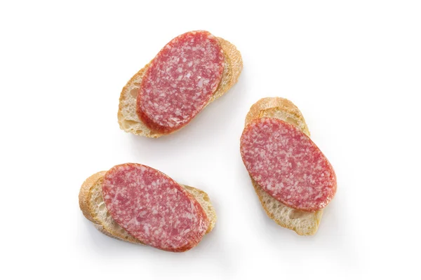 Salami on bread top — Stock Photo, Image