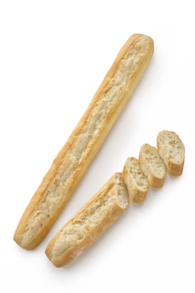 Французский хлеб на белом фоне — стоковое фото