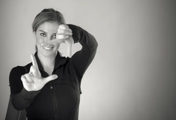 Vrouw framing gericht — Stockfoto