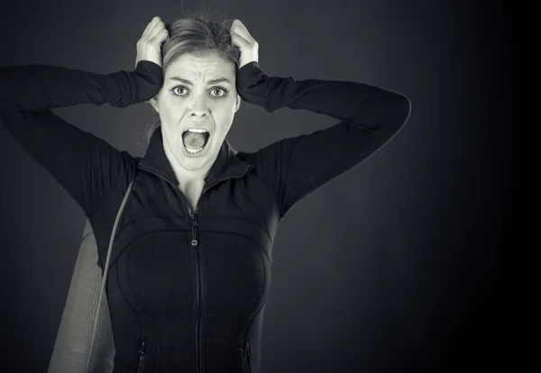 Stressed Model pulling hairs — Stock Photo, Image