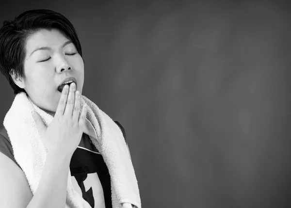 Tired woman yawning — Stock Photo, Image