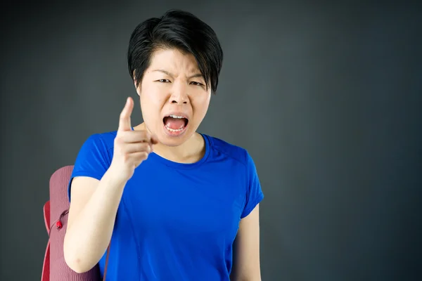 Vrouw scolding met vinger — Stockfoto