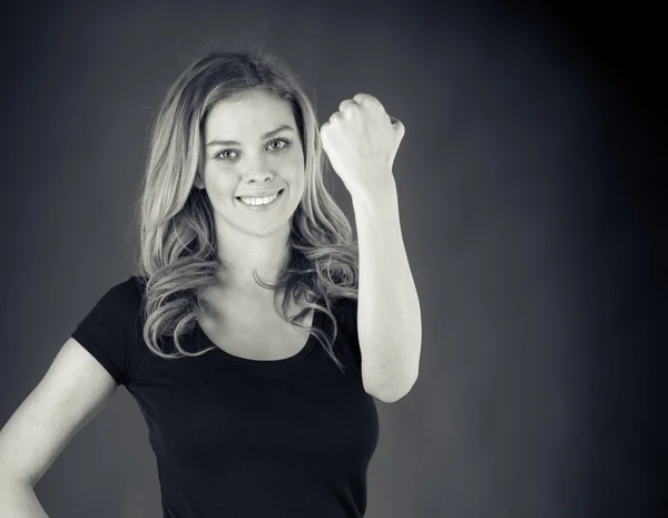 Woman showing her fist — Stock Photo, Image